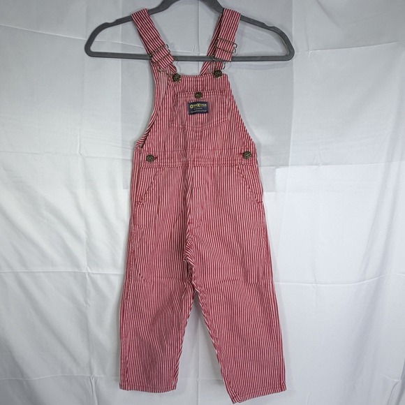 OshKosh B’gosh Other - Vintage OshKosh B'Gosh Red & White Pinstripe Overalls The Genuine Article USA 4T